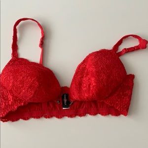 Red lace bra